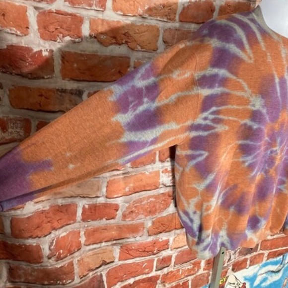 vintage tie dye reworked Russell Athletic sweatshirt L purple orange crewneck - Picture 5 of 7